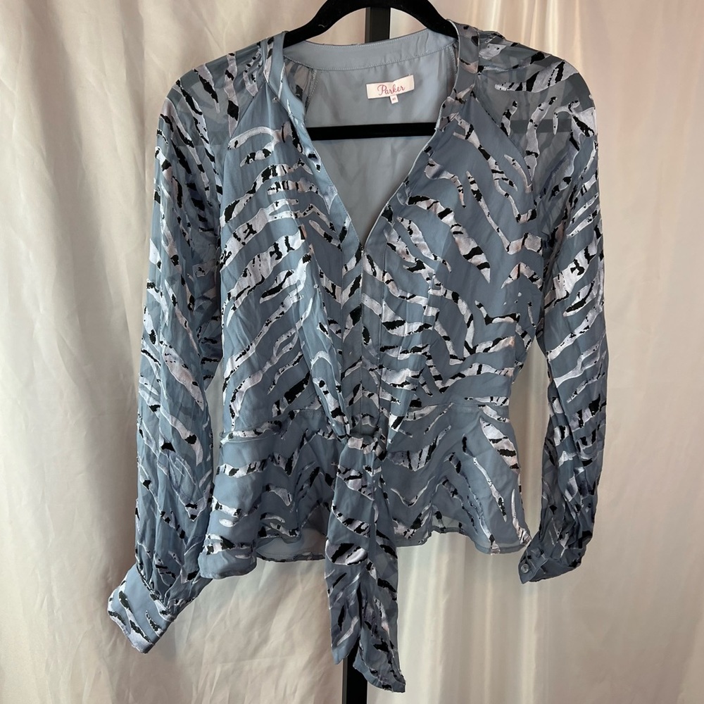 Parker Peplum Blouse Arctic Tiger Print, size XS